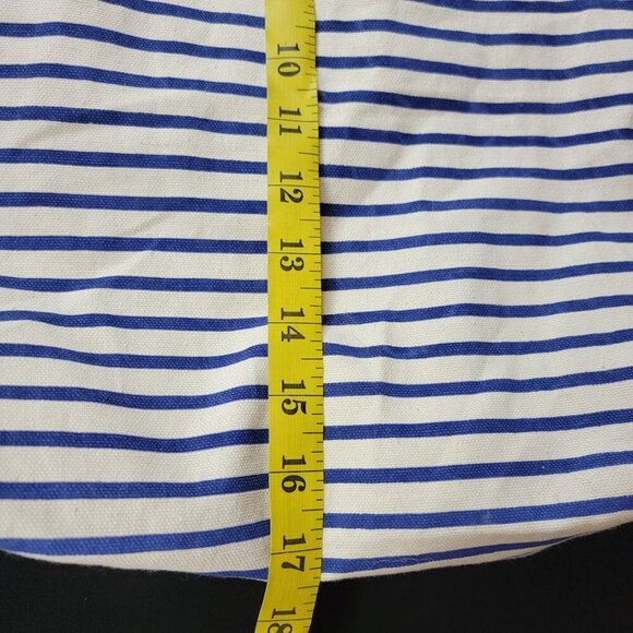 Inis Nautical Striped Canvas Tote Bag Blue White Rope Handles 15x17 - Picture 8 of 10
